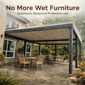 Pergola Bioclimatica in Alluminio Motorizzata con Lamelle Orientabili, Impermeabile, Resistente al Vento, Personalizzabile, Eco-Friendly per Esterni - Product Image 3