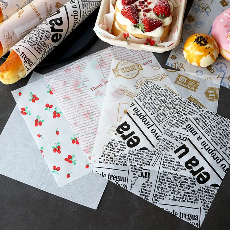 Custom bakery baking paper greaseproof fast food wax wrapping paper food grade burger sandwich paper for hamburger