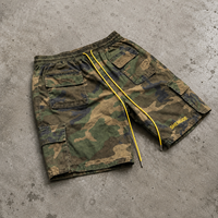 Short cargo homme personnalisé 100% coton camouflage Woodland brodé, taille haute, multi-poches, streetwear, taille élastique, jaune