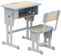 Ensemble chaise et bureau d'étudiant moderne, réglable et confortable, avec structure métallique et plateau en bois, garantie 5 ans pour l'école primaire, le collège et la maternelle