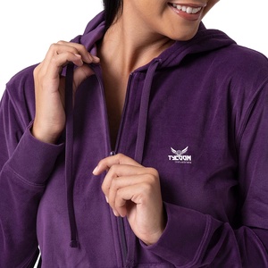 Conjunto de chándal y Sudadera con capucha para mujer, ropa de entrenamiento para trotar, traje de chándal de algodón/poliéster de alta calidad, con etiqueta privada, ajustado, para gimnasio - Product Image 6