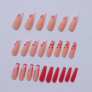 Uñas postizas <span class=keywords><strong>de</strong></span> <span class=keywords><strong>ballet</strong></span> <span class=keywords><strong>de</strong></span> longitud media, estilo ataúd, cuadradas, <span class=keywords><strong>de</strong></span> cobertura completa, rojo francés, minimalistas, elegantes, universales, <span class=keywords><strong>profesionales</strong></span> para arte <span class=keywords><strong>de</strong></span> uñas. - Product Image 4