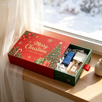 Coffret Cadeau Cosmétique de Noël Xs en Forme d'Avion, Style Tiroir, Estampage Doré, Emballage Festif pour Présentation de Parfums, Crèmes et Kits Beauté