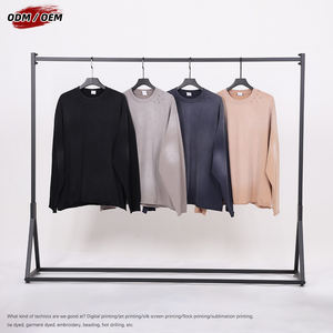 Camiseta Oversize Vintage de Hombre Estilo Wasteland con Teñido Jet, Manga Larga de Otoño, Bajo Deshilachado, Tejido 100% Liso - Product Image 5