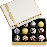Boîte de Truffes au Chocolat Assorties pour Anniversaire, Cadeau Gourmand pour Femmes et Hommes, Panier Cadeau Alimentaire, Bonbons Crémeux au Ganache au Lait