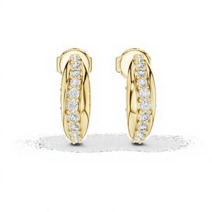 ต่างหูทองคำ 18K ทรงกลมประดับเพชรโมอิสซาไนต์ทรงบริลเลียนท์ รับรองโดย IGI เหมาะสำหรับงานฉลองครบรอบ เครื่องประดับคุณภาพสูง - Product Image 1