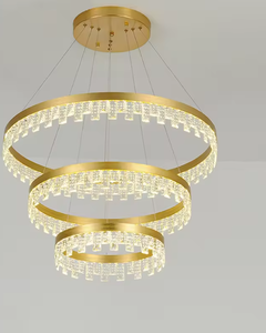 Modern <b>Large</b> Chandelier Round Ring Circle Three Tier Chain Ceiling Crystal Pendant <b>Light</b> for Hotel Decorative - Product Image 1