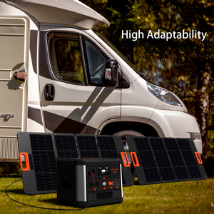 Chargeur <span class=keywords><strong>solaire</strong></span> USB portable 200W avec mini panneaux pliables en quatre parties pour une charge rapide du téléphone - Utilisation en extérieur, camping, toit de camping-car, randonnée et voyage - Product Image 5