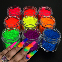 Poudres de pigments néon, fluorescents, ongles acryliques, pot, 9 couleurs, ml