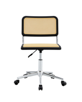 Chaise de bureau pivotante en rotin rétro nordique, hauteur réglable, sans accoudoirs, base chromée, pour la maison, le bureau, l'ordinateur