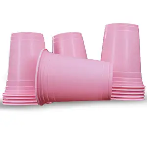 Vasos De Plastico Logo stampato colorato tazze da gioco per bere nere rosa 16 once palline birra Pong tazza di plastica per Party Bar