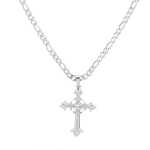 Hot Selling Niche Design <b>Titanium</b> Steel Cross Pendant Necklace Hiphop Style Silver Plated Men's Necklaces Wholesale Jewelry - Product Image 6