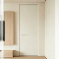 Porte intérieure battante sans cadre en aluminium pour villa et appartement, insonorisée, avec dalle en silicate de calcium peignable et revêtement latex et artistique