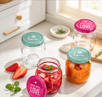 Bocaux en verre transparent avec couvercles à vis en métal, contenants de stockage alimentaire pour la cuisine et la conservation