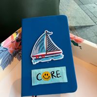 Cuaderno de Regalo Creativo con Hojas Sueltas para Estudiantes y Niños, con Dibujos Animados de Gaviotas, Barcos y Palmeras de Coco