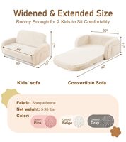 Tenderplay Maßgefertigtes Hochdichtes Schaumstoff-Sherpa Ausklappbares Kindersofa Extra Breiter 2-in-1 Konvertierbarer Kindersessel