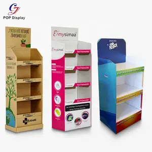 Pop Cardboard Display Supplier Customized Template Cardboard Corrugated Floor Display Stand Pop Up Kraft Paper Display Rack For Toothpaste Promotion