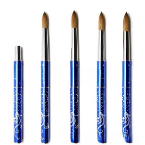 Factory Direct Sales Blue Mink Crystal Pen for Nail Use <b>Round</b> Head Reverse Insert Cover Synthetic Hair Material Sizes #2-#24 - Product Image 6