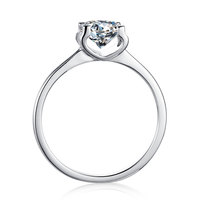 Anillo de Plata 925 con Baño de Rodio y Moissanita Redonda, Engaste de Puntas Moderno, Regalo para Ella