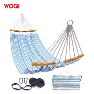 Hamaca Portátil Woqi para 2 Personas, 10.5 Pies, Azul y Blanco a Rayas, para Exteriores e Interiores, Camping, Playa - Product Image 4