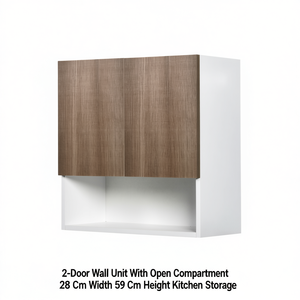 2-Door <b>Wall</b> <b>Unit</b> With Open Compartment White 28 Cm Width 59 Cm Height Kitchen <b>Storage</b> - Product Image 3