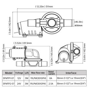 SEAFLO 12V 船用污水泵，带 360 度旋转功能 °   游艇和房车厕所旋转喷头 |   自吸式 - Product Image 5