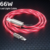 Câble de charge rapide LED 66W pour iPhone 11/12/13/14/15/16/17 Pro Max, ordinateur et écouteurs