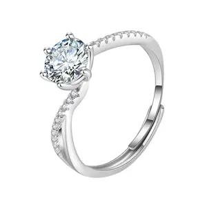 1 carat women moissanite rings Wedding Band Resizable gra diamonds engagement Ring Anniversary Band