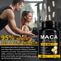 Cápsulas de Extracto de Raíz de Maca Negra, Roja y Amarilla de 1500 mg en Oferta, para Aumentar la Vitalidad Masculina, la Energía y Apoyar la Salud Reproductiva