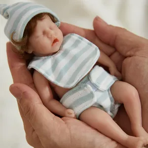 Toptan 6 inç Mini gerçekçi yenidoğan Reborn bebek bebek gerçekçi yeniden doğmuş bebek silikon tam vücut