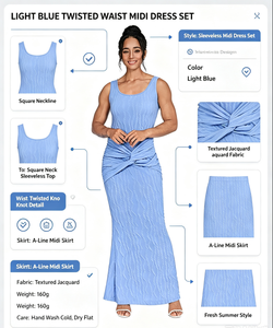 Nuovo Abito Estivo da Donna Senza Maniche con Spalline, Lunghezza <span class=keywords><strong>Midi</strong></span>, in Tessuto Tinta Unita, Elegante e Sexy, Modello A-Line - Product Image 1