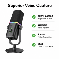 Microphone dynamique professionnel KD8Y Studio USB/XLR pour podcast, jeux, streaming en direct, chant