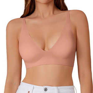 Dropshipping Ladies sò điệp bên thoải mái <span class=keywords><strong>V</strong></span> hình dây miễn phí Brassie một mảnh Bralette <span class=keywords><strong>v</strong></span>ô hình đẩy lên áo ngực liền mạch - Product Image 1