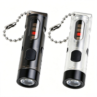 Senter LED Asafee Mini Kompak USB Isi Ulang Gantungan Kunci ABS IPX4 Taktis Fokus Dapat Disesuaikan untuk Penggunaan Luar Ruangan/Berkemah