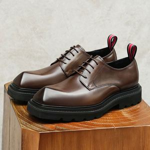 New Style <b>Height</b> <b>Increasing</b> Lace-up Men's Business <b>Shoes</b> Large Size 37-46 Autumn Casual Office <b>Shoes</b> square Toe Polka Dot ASTON - Product Image 1