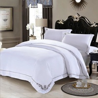 Style européen High-grade100s pur coton broderie florale 4 pièces drap de lit housse de couette taies d'oreiller hôtel couleur unie ensemble de literie