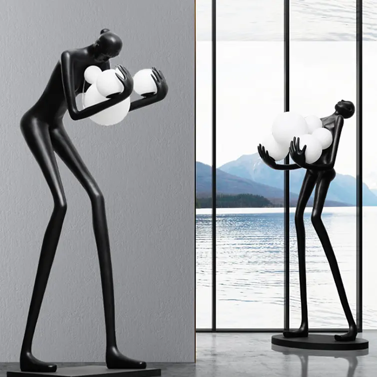 Modern Indoor Corner Floor Standing Lamp Art Human Sculptures Led Floor Lamps For Living Room Decor