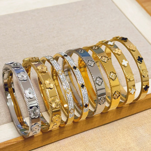 Wholesale 2025 Handmade DIY 18K Gold Plated Waterproof Stainless Steel Bracelet Sets Trendy <b>Bangles</b> for <b>Men</b> Women for Gifts - Product Image 2