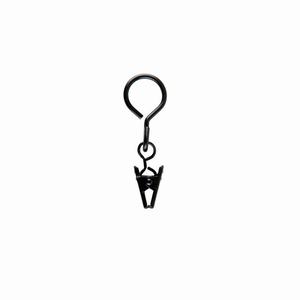 LINEA IDEAS 12 - SET DI 6 ANELLI PER TENDA IN METALLO, COLORE NERO, MODELLO CLIP - Product Image 1