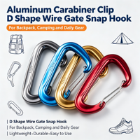 Mousqueton à ressort en alliage d'aluminium aéronautique de type D 12KN, clip polyvalent pour la randonnée, le camping et les accessoires de sac à dos