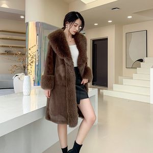 Fourrure longue longueur <span class=keywords><strong>grande</strong></span> <span class=keywords><strong>taille</strong></span> vêtements d'hiver pour femmes avec grand revers fausse fourrure de renard veste d'hiver <span class=keywords><strong>femme</strong></span> - Product Image 1