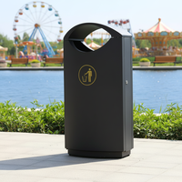 Poubelle en métal à faible MOQ avec panier à déchets intégré, fabrication OEM, poubelles de recyclage modernes en acier galvanisé blanc et noir pour usage public