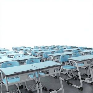 Bureau et chaise d'école réglables de haute qualité avec paniers à livres, mobilier de classe - Product Image 1