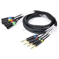 Kabel Audio Snake 4 Saluran ABCCABLS, 3Pin XLR Male ke Jack TRS 6.35mm 1/4 Inch, Kabel Audio Panggung Multi Core Seimbang