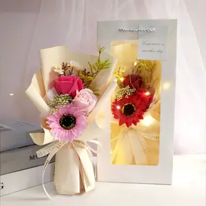 2023 Hot Selling New Creative Sunflower Tragbare Bouquet Seifen rosen für Mutter Geburtstags geschenk