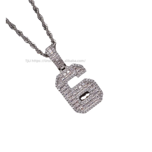 Arabic digital pendant, hip hop <b>copper</b> inlaid zircon trend personality 0-9 single digital pendant <b>chain</b> - Product Image 5