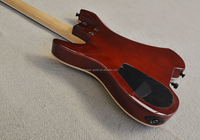 Guitare électrique Flyoung Red Headless sur mesure avec placage en érable flammé, micros HSH et binding coloré
