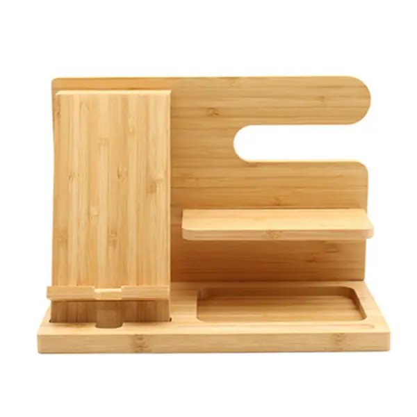 Dudukan pengisi daya ponsel bambu kreatif, dengan rak penyimpanan untuk kantor atau rumah kerajinan kayu kotak kayu tanda dinding