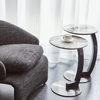 Table basse au Design contemporain nordique, Table moderne ronde en marbre, pour salon