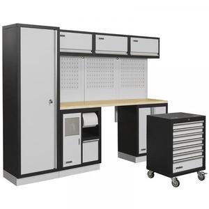 FERVI - A007E Modular workshop furniture <b>with</b> <b>trolley</b> drawer 2640x498x2000mm - EAN 8012667309299 WORKSHOP <b>STORAGE</b> - Product Image 2
